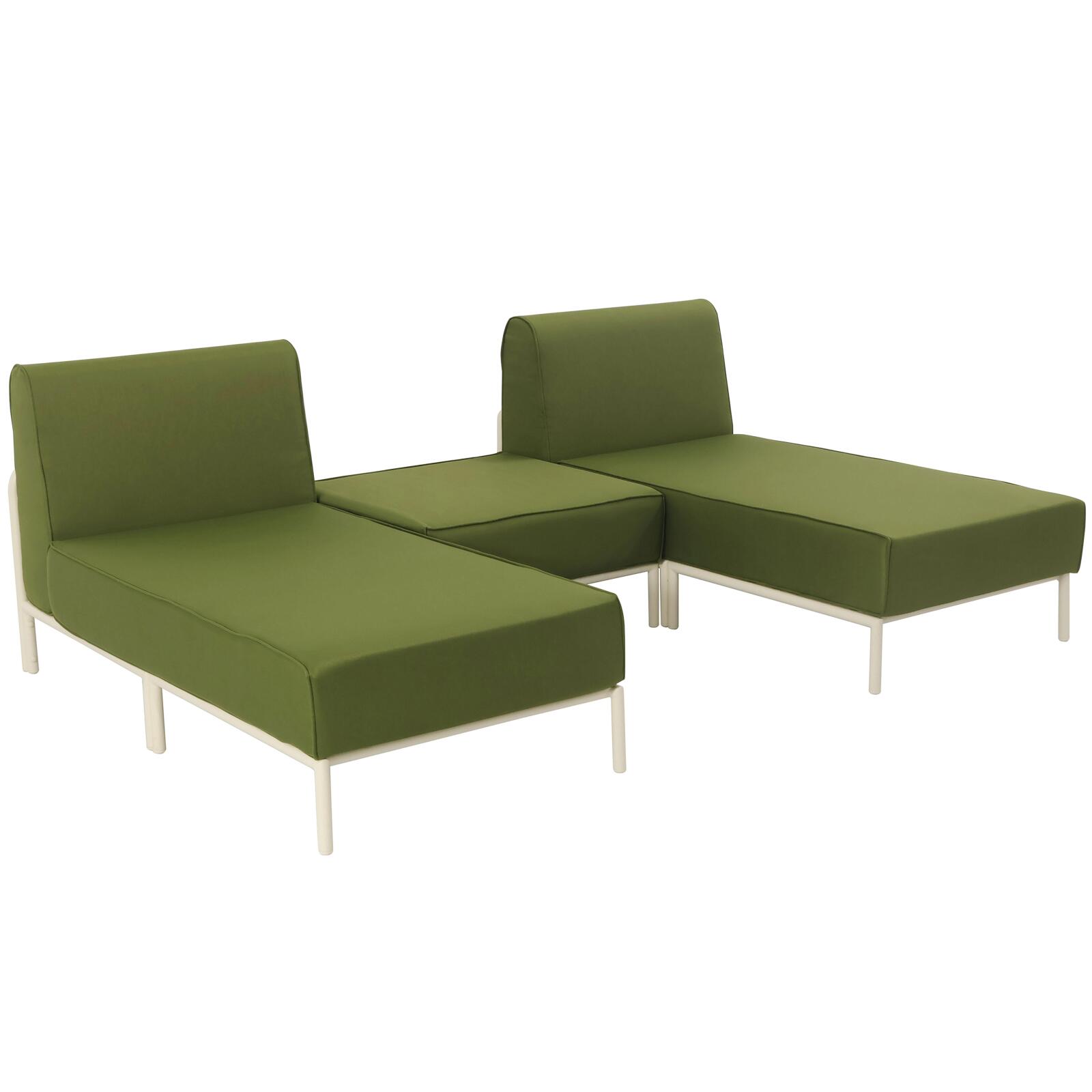 Divano modulare da esterno 2 posti con 2 chaise longue e 1 pouf