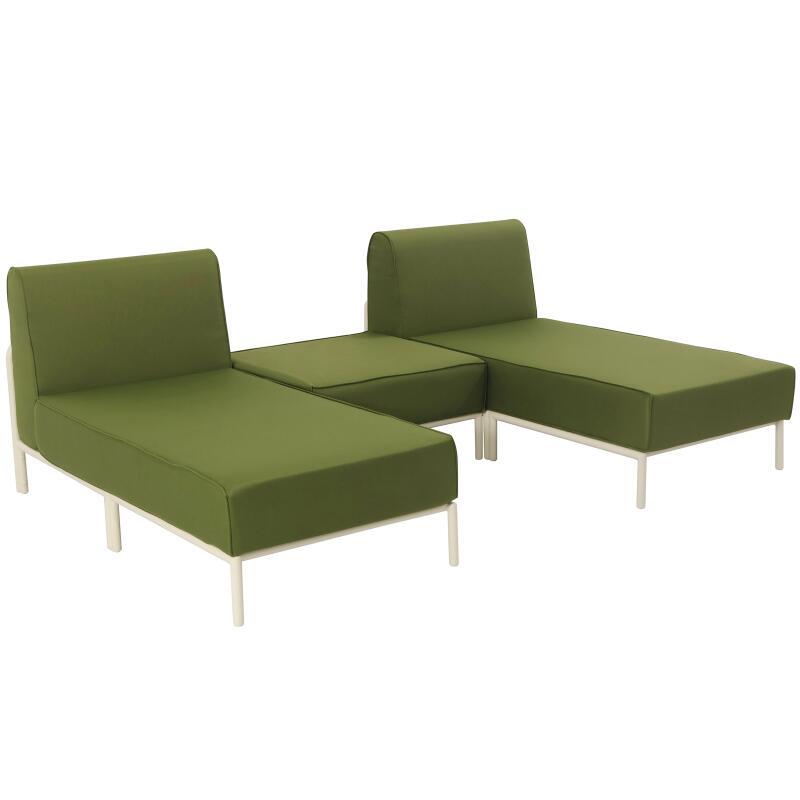 Divano modulare da esterno 2 posti con 2 chaise longue e 1 pouf