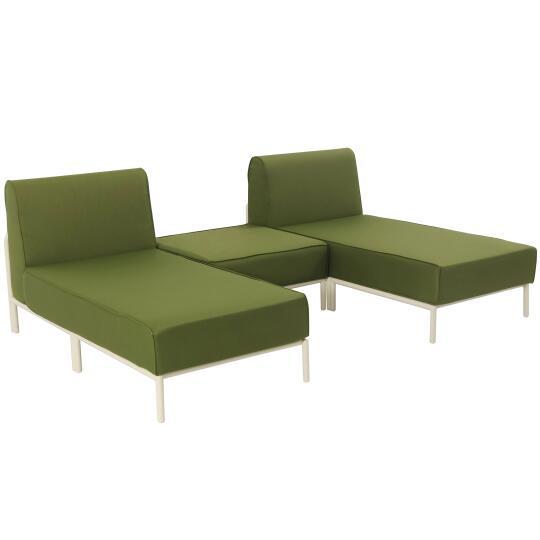 Divano modulare da esterno 2 posti con 2 chaise longue e 1 pouf | Oviala