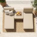 Divano modulare da esterno 2 posti con 2 chaise longue e 1 pouf