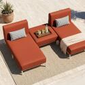 Divano modulare da esterno 2 posti con 2 chaise longue e 1 pouf