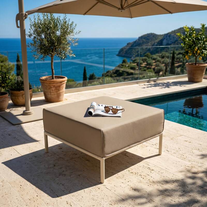 Divano modulare da esterno 2 posti con 2 chaise longue e 1 pouf (6/7)