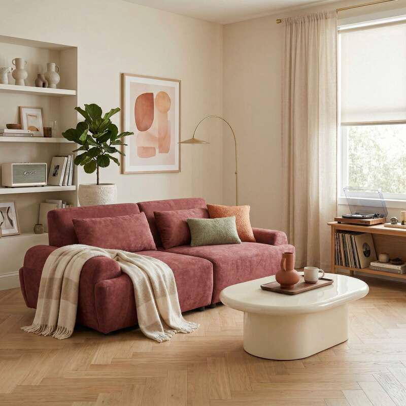 Divano modulare 2 posti in tessuto con cuscini (7/9)