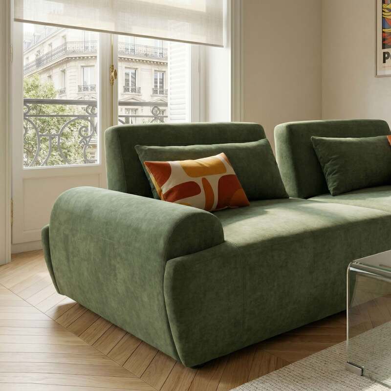 Divano modulare 2 posti in tessuto con cuscini (2/7)