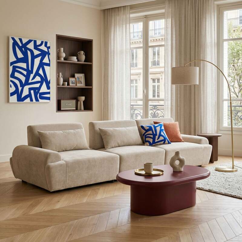 Divano modulare 3 posti in tessuto con cuscini (7/9)