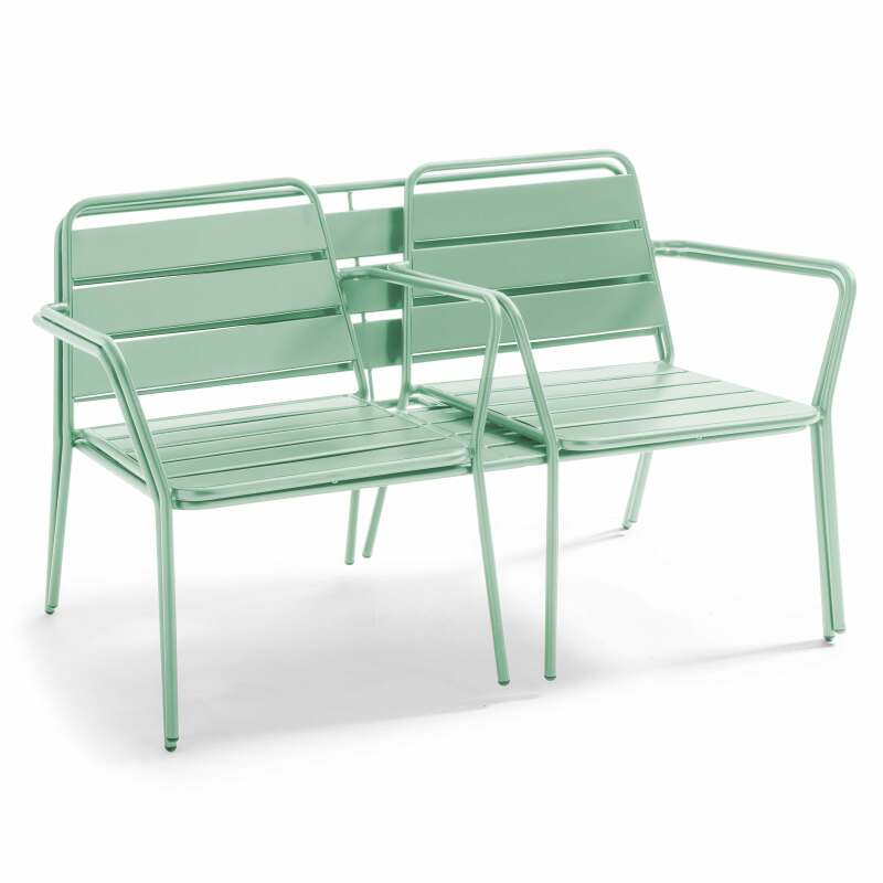 Salotto da giardino in metallo 4 posti, 1 Tavolina da salotto, 2 poltrone, 1 divano (6/7)