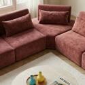 Divano angolare modulare 5 posti in tessuto con cuscini