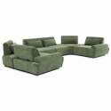 Divano angolare modulare panoramico 6 posti in tessuto con cuscini