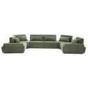 Divano angolare modulare panoramico 6 posti in tessuto con cuscini