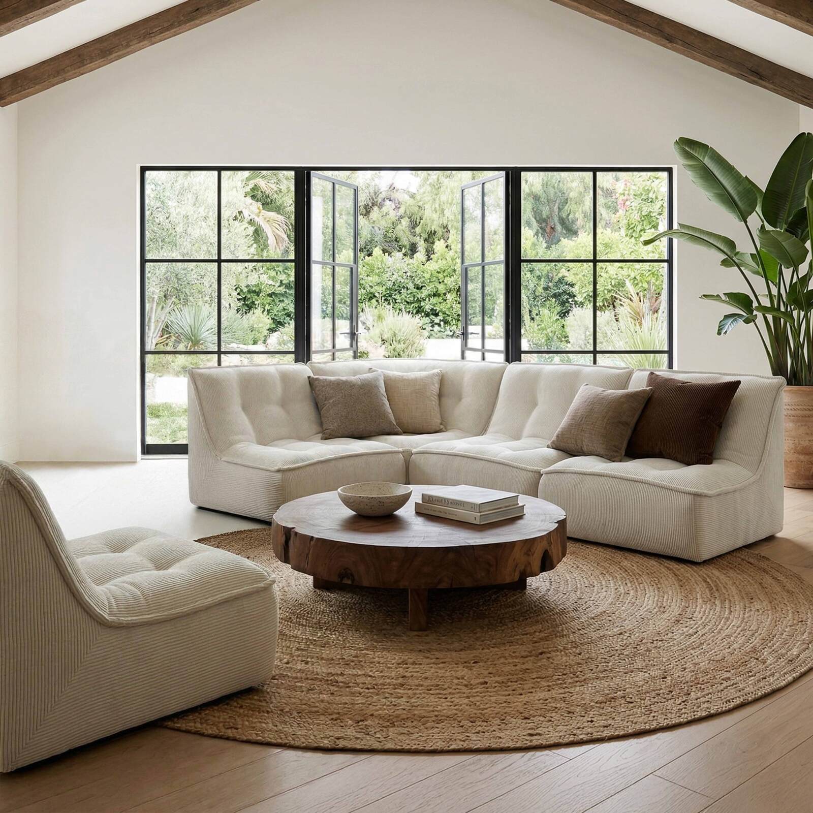 Divano modulare 3 posti in velluto a coste