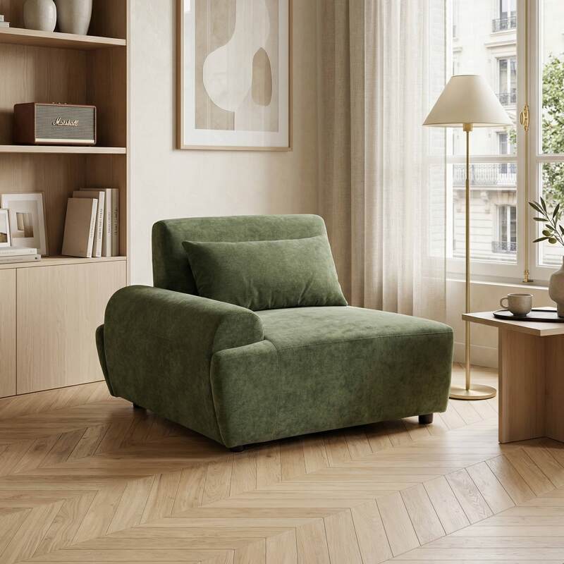 Poltrona destra per divano modulare in tessuto con cuscini (2/8)