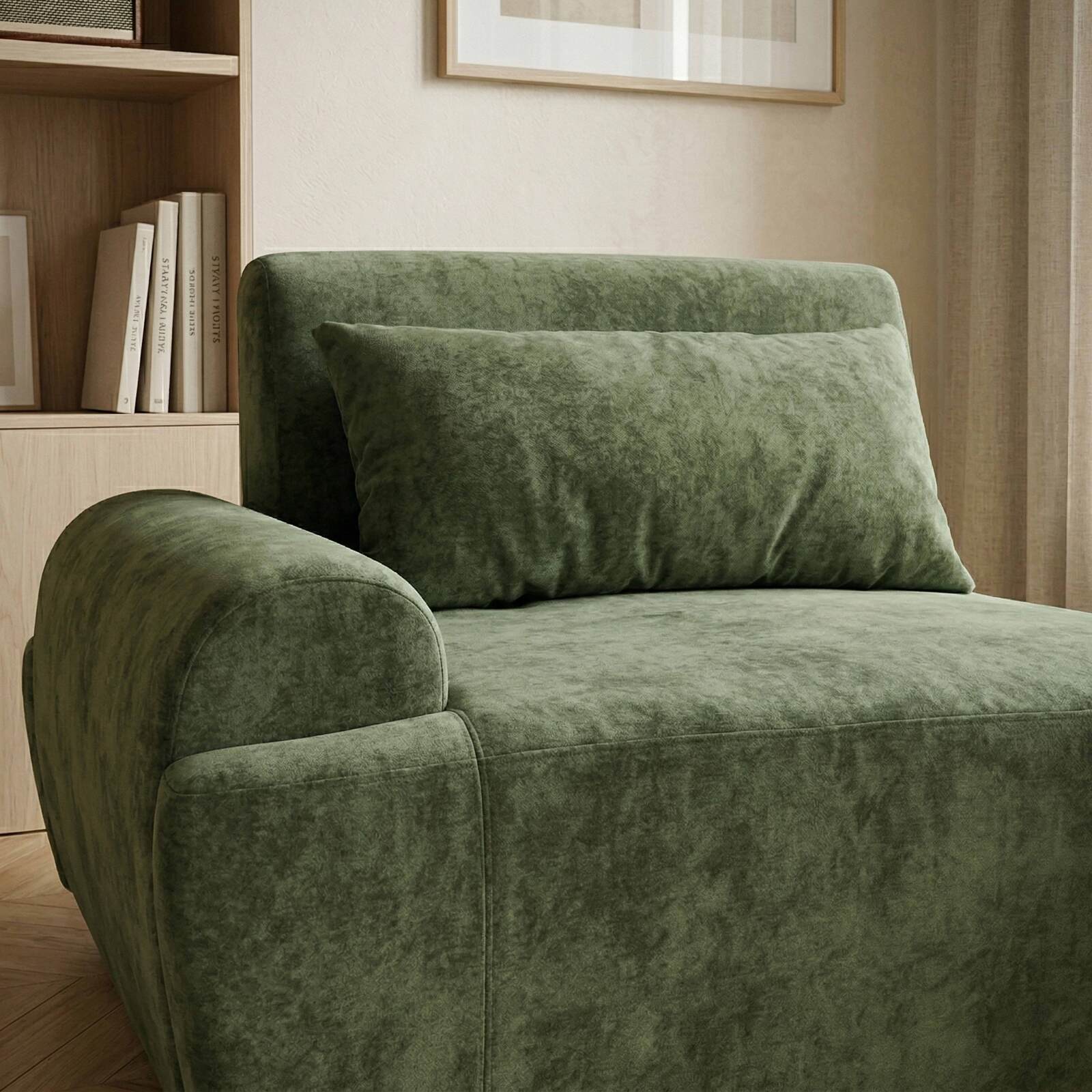 Poltrona destra per divano modulare in tessuto con cuscini