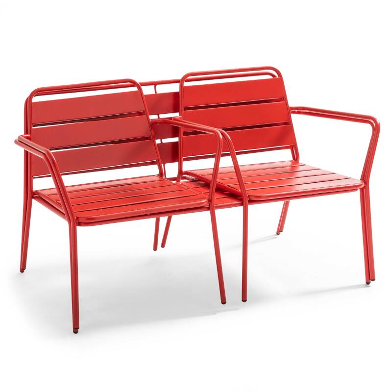 Salotto da giardino in metallo 4 posti, 1 Tavolina da salotto, 2 poltrone, 1 divano (6/7)