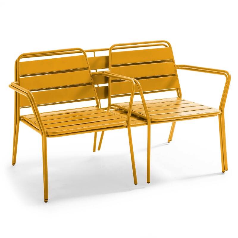 Salotto da giardino in metallo 4 posti, 1 Tavolina da salotto, 2 poltrone, 1 divano (6/7)