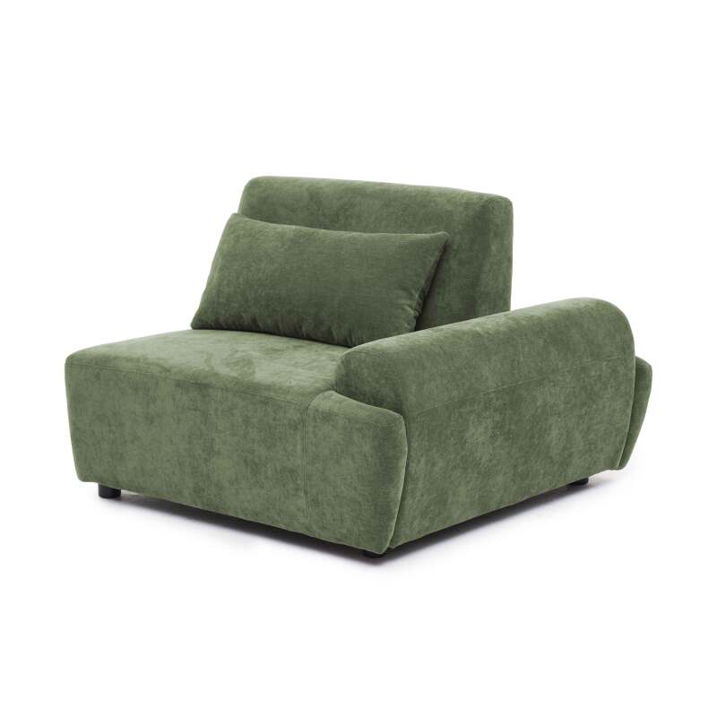 Poltrona sinistra per divano modulare in tessuto con cuscini