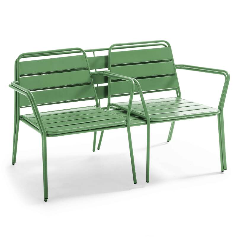 Salotto da giardino in metallo 4 posti, 1 Tavolina da salotto, 2 poltrone, 1 divano (6/7)