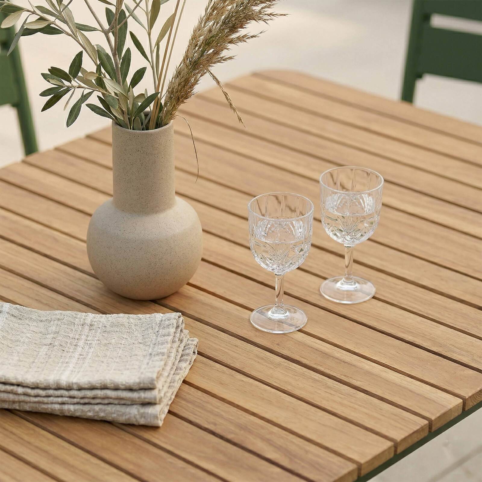 Tavolo da giardino effetto legno in metallo y polywood 6 persone 160x90 cm