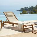 Sdraio da giardino in legno reclinabili con ruote - Set di 2