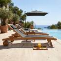 Sdraio da giardino in legno reclinabili con ruote - Set di 2