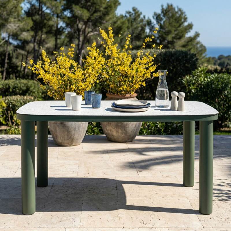 Tavolo da giardino struttura in alluminio per 6 persone 150x90 cm (3/7)