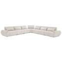 Divano angolare modulare 7 posti in tessuto con cuscini