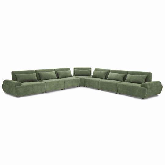 Divano angolare modulare 7 posti in tessuto con cuscini schienale regolabile | Oviala