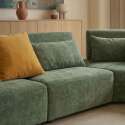 Divano angolare modulare 7 posti in tessuto con cuscini