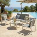 Mobile da giardino in alluminio a 4 posti con 1 divano, 2 poltrone e tavolino
