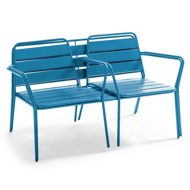 Salotto da giardino in metallo 4 posti, 1 Tavolina da salotto, 2 poltrone, 1 divano (6/7)