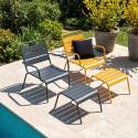 Poltrone da giardino basse in metallo e poggiapiedi spaiati - Set di 2