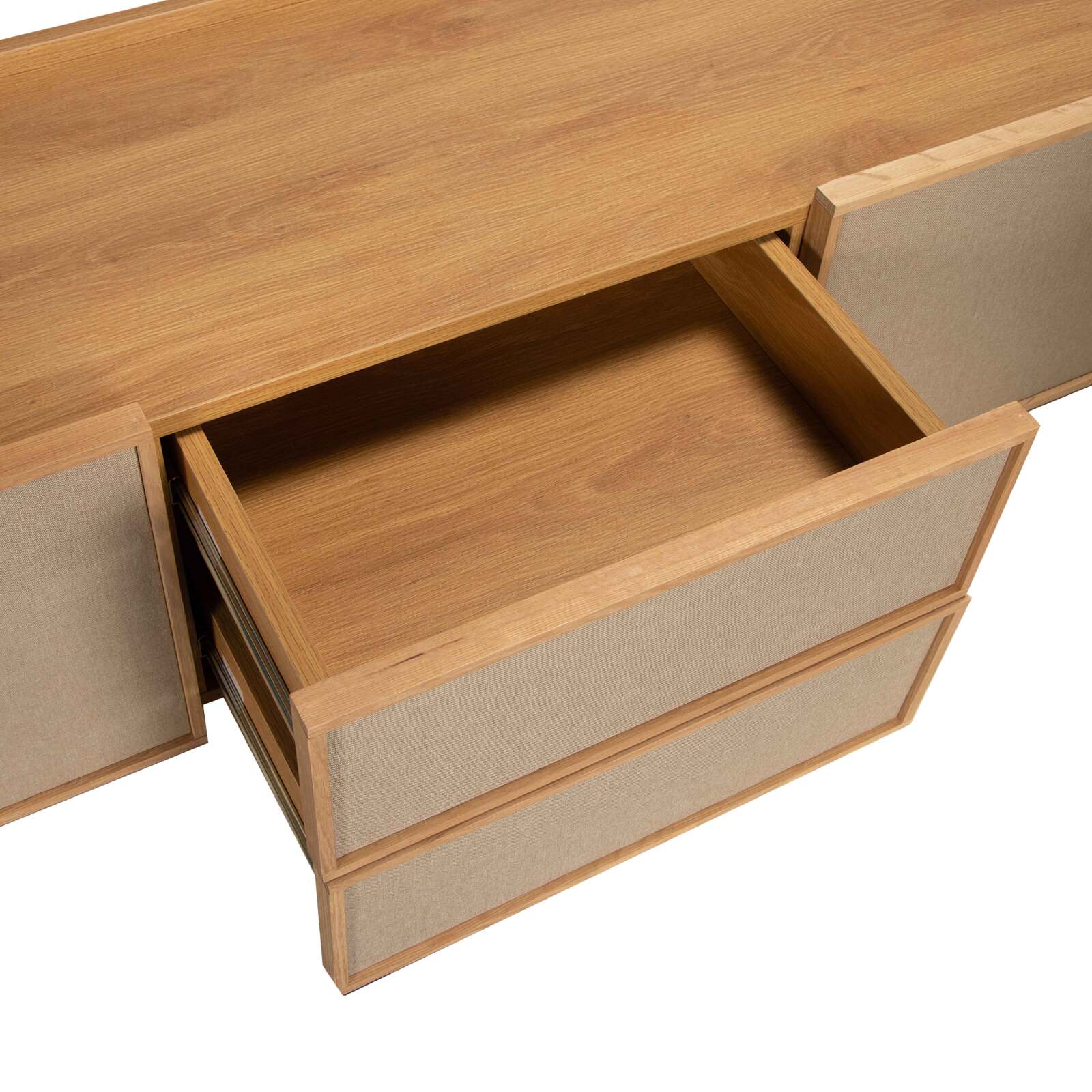 Mobile TV in effetto legno 150 cm in tessuto stile scandinavo