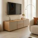 Mobile TV in effetto legno 150 cm in tessuto stile scandinavo