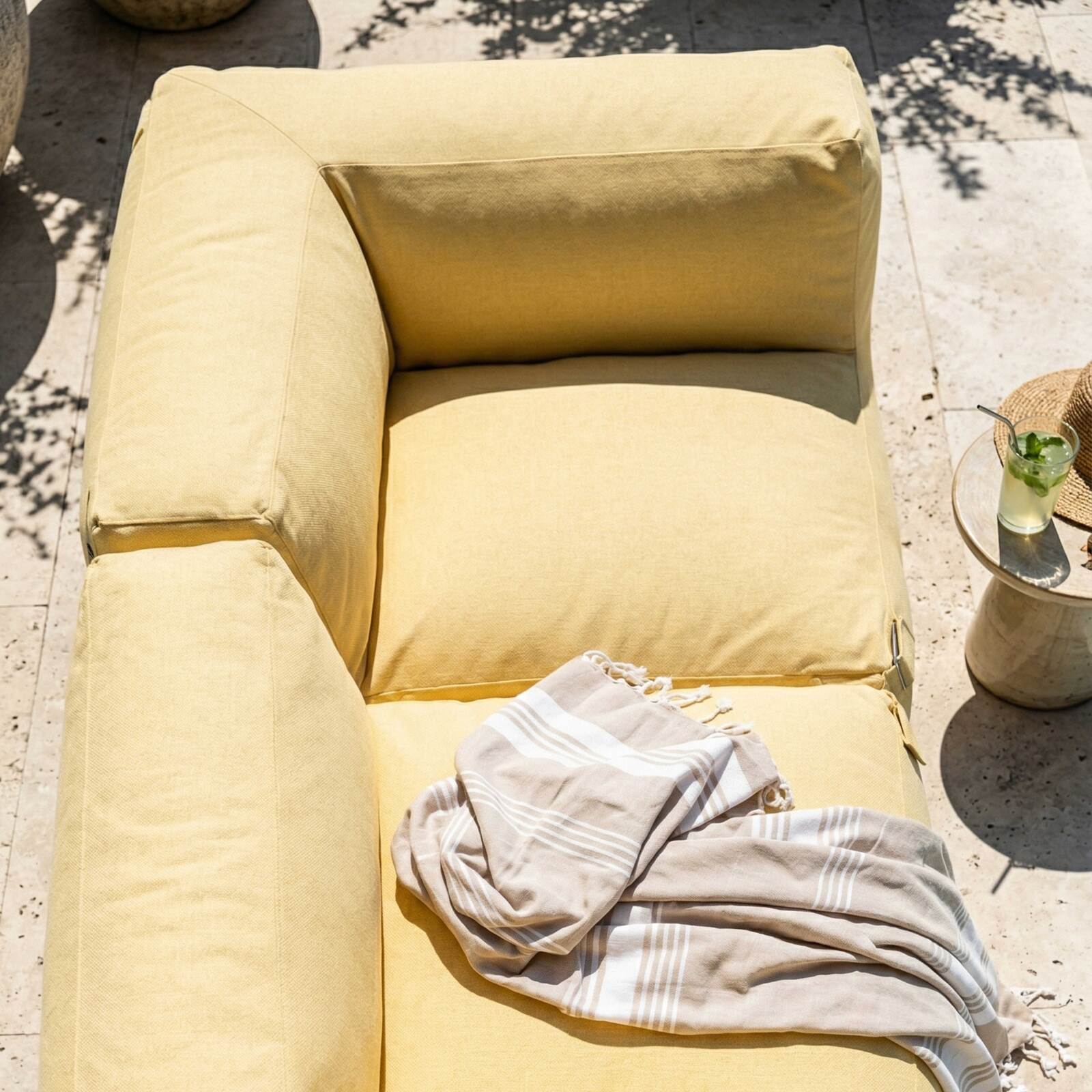 Divano modulare da esterno con 2 posti con 2 poltrone angolari