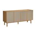 Buffet effetto legno e tessuto 4 ante 180 cm stile scandinavo