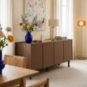 Buffet effetto legno e tessuto 4 ante 180 cm stile scandinavo