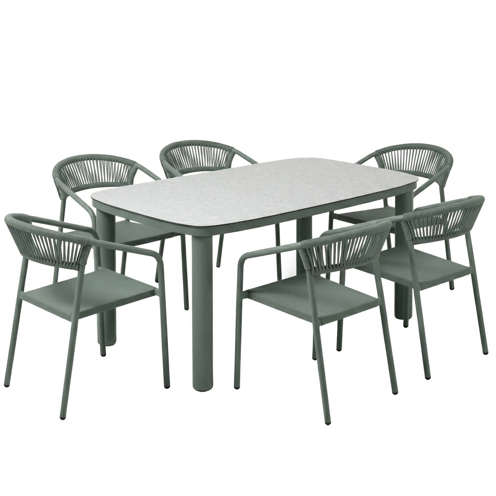 Tavolo da giardino struttura in alluminio per 6 persone 150x90 cm e 6 sedie in textilene