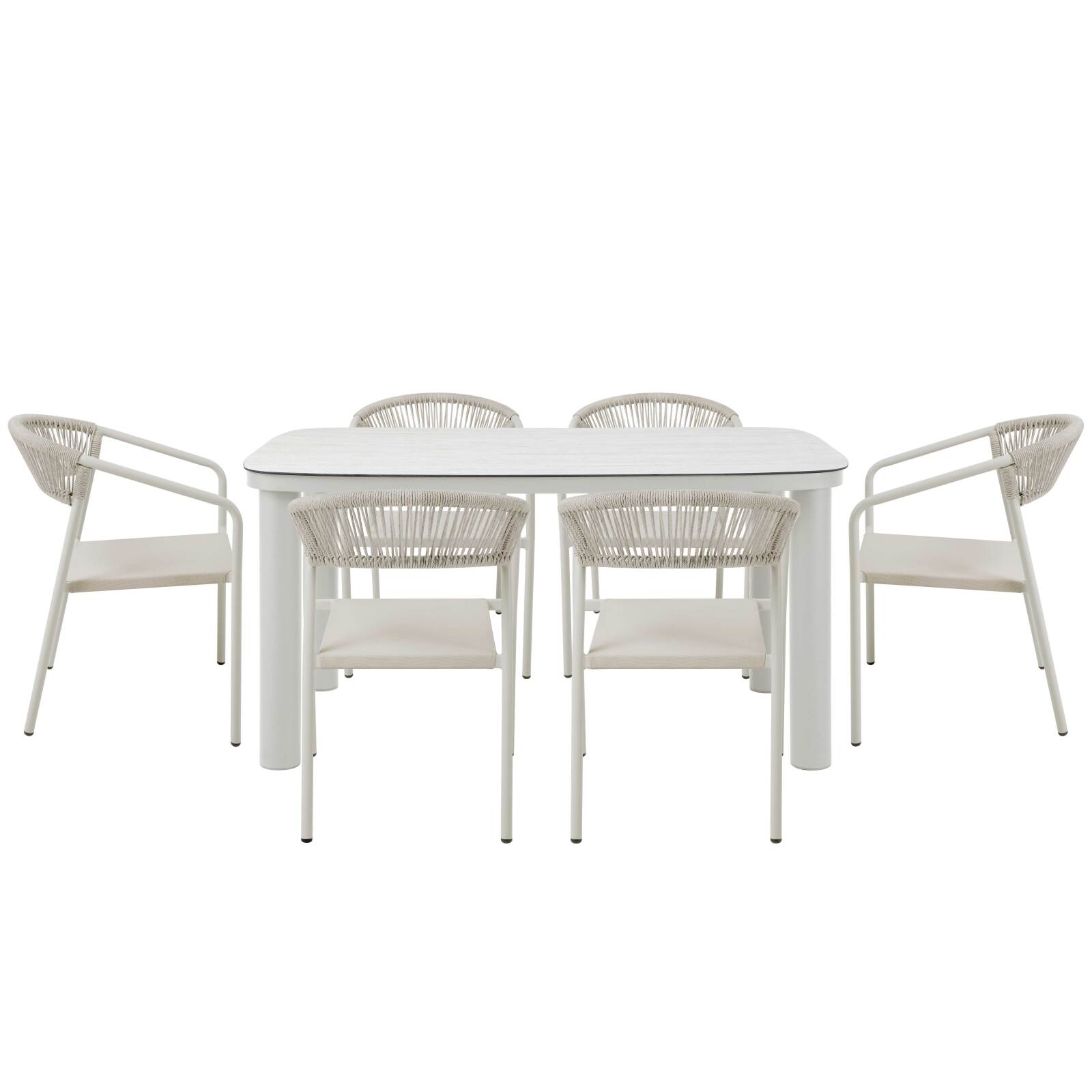 Tavolo da giardino struttura in alluminio per 6 persone 150x90 cm e 6 sedie in textilene