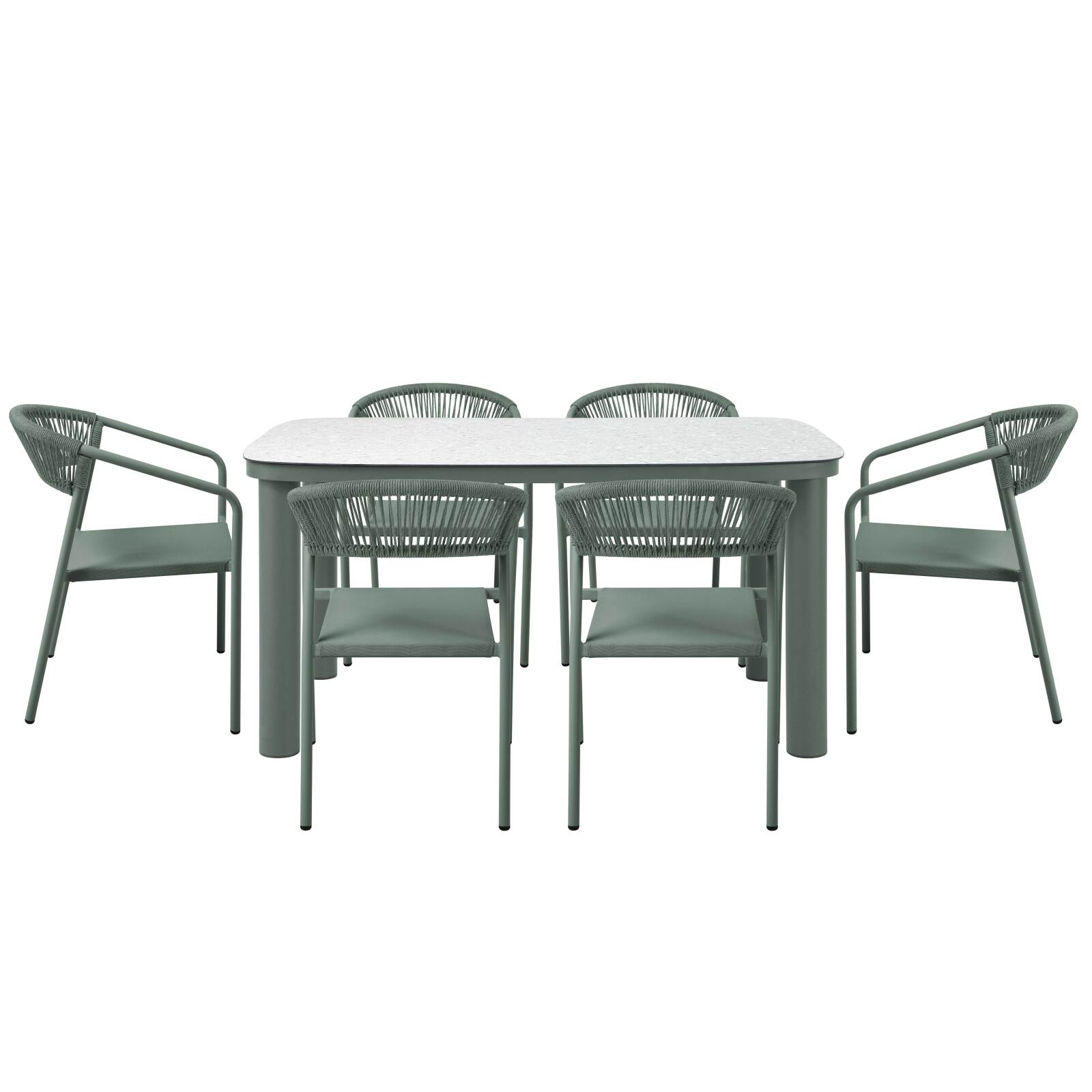 Tavolo da giardino struttura in alluminio per 6 persone 150x90 cm e 6 sedie in textilene