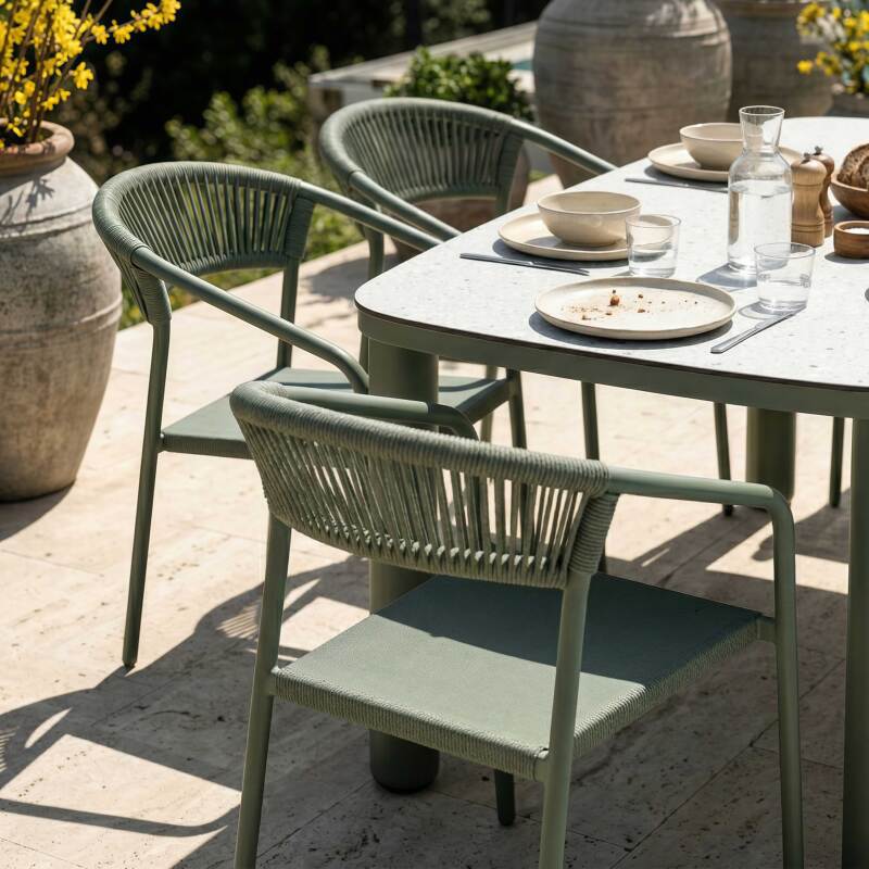 Tavolo da giardino struttura in alluminio per 6 persone 150x90 cm e 6 sedie in textilene (3/7)