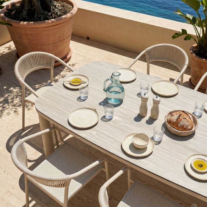 Tavolo da giardino struttura in alluminio per 8 persone 213x90 cm e 8 sedie in textilene (3/7)