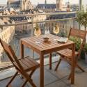 Tavolo da giardino quadrato in legno di eucalipto 70x70 cm e 2 sedie pieghevoli - Lifestyle