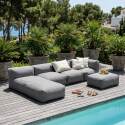 Divano modulare da esterno 4 posti con 2 poltrone, 1 poltrona angolare, 1 chaise longue e 1 pouf