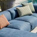 Divano modulare da esterno 4 posti con 2 poltrone, 1 poltrona angolare, 1 chaise longue e 1 pouf