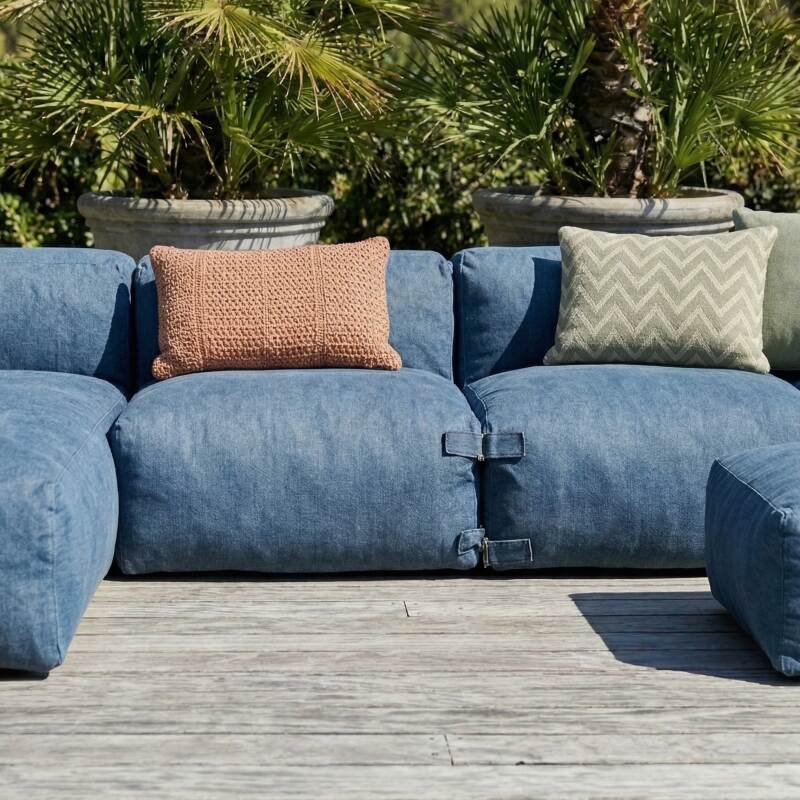 Divano modulare da esterno 4 posti con 2 poltrone, 1 poltrona angolare, 1 chaise longue e 1 pouf (2/8)