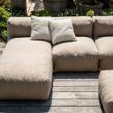 Divano modulare da esterno 4 posti con 2 poltrone, 1 poltrona angolare, 1 chaise longue e 1 pouf