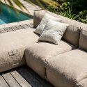 Divano modulare da esterno 4 posti con 2 poltrone, 1 poltrona angolare, 1 chaise longue e 1 pouf