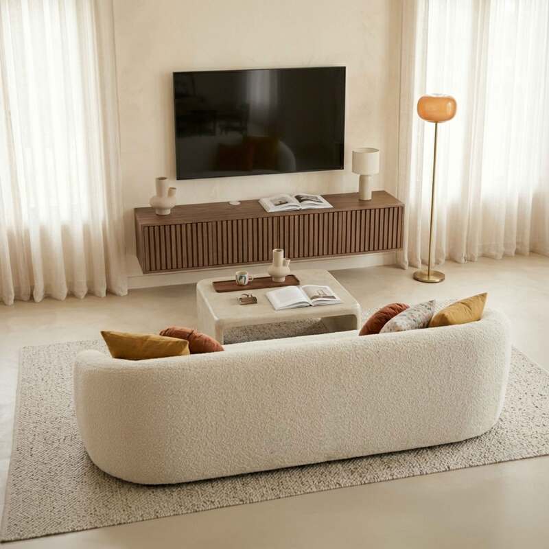 Mobile TV sospeso effetto legno chario 160 cm stile scandinavo