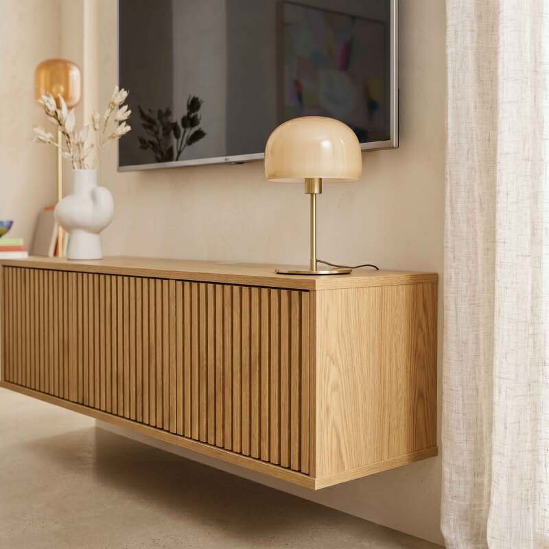 Mobile TV sospeso effetto legno chario 120 cm stile scandinavo (3/7)