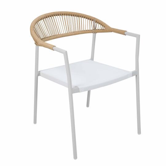 Sedia da giardino in metallo e rattan sintetico con braccioli | Oviala