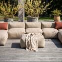 Divano modulare da esterno 7 posti con 5 poltrone, 1 poltrona angolare, 1 chaise longue e 1 pouf